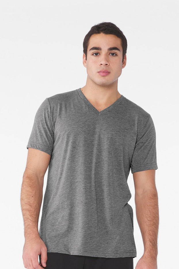 BELLA+CANVAS Unisex Triblend V-Neck Tee in Grey Triblend