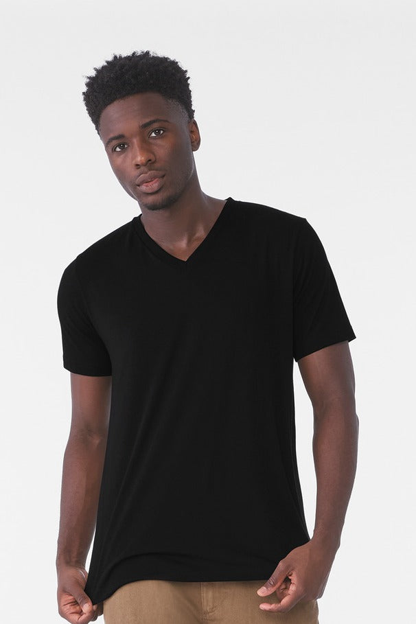 BELLA+CANVAS Unisex Triblend V-Neck Tee in Solid Black Triblend
